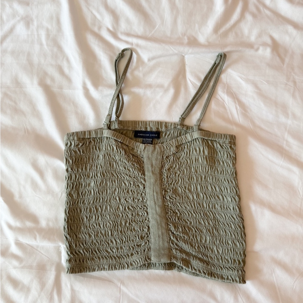 American Eagle Light Green Smocked Tank Top Size XS
